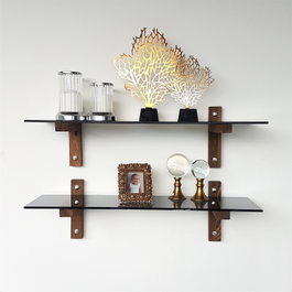 Hanah Home Estantería de pared R202, Nogal y Fume